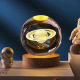 Crystal Ball 3D Inner Carved Solar System Glowing Night Lights Warm Bedside Light Festival And Kid Gift Night Lamp